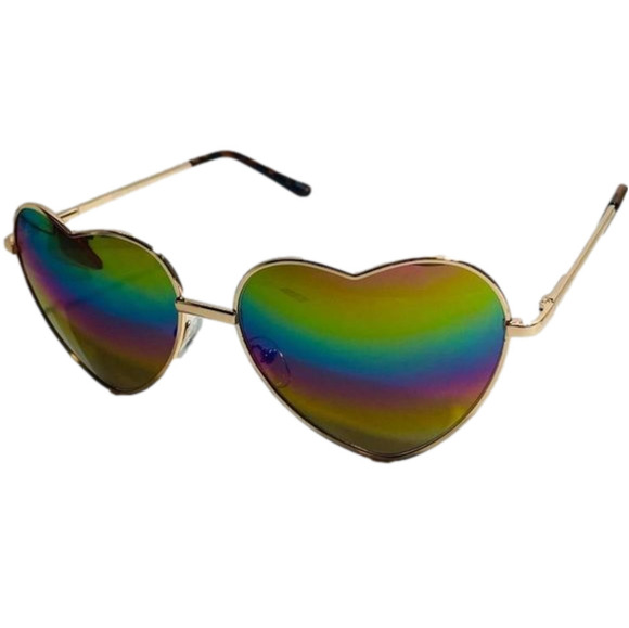 6018 | Gold Rainbow Lens Heart Sunglasses - Picture 2 of 5